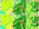 Porównanie wyników klasyfikacji bazującej na pikselach I obiektach w obiektowej klasyfikacji obrazowej (KTH-SEG). Źródło: SInCohMap